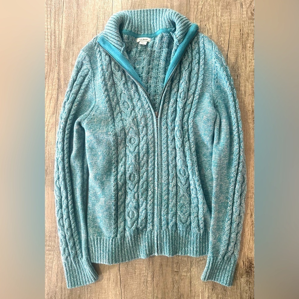 L.L. Bean Blue Zip Up Sweater Size Small
